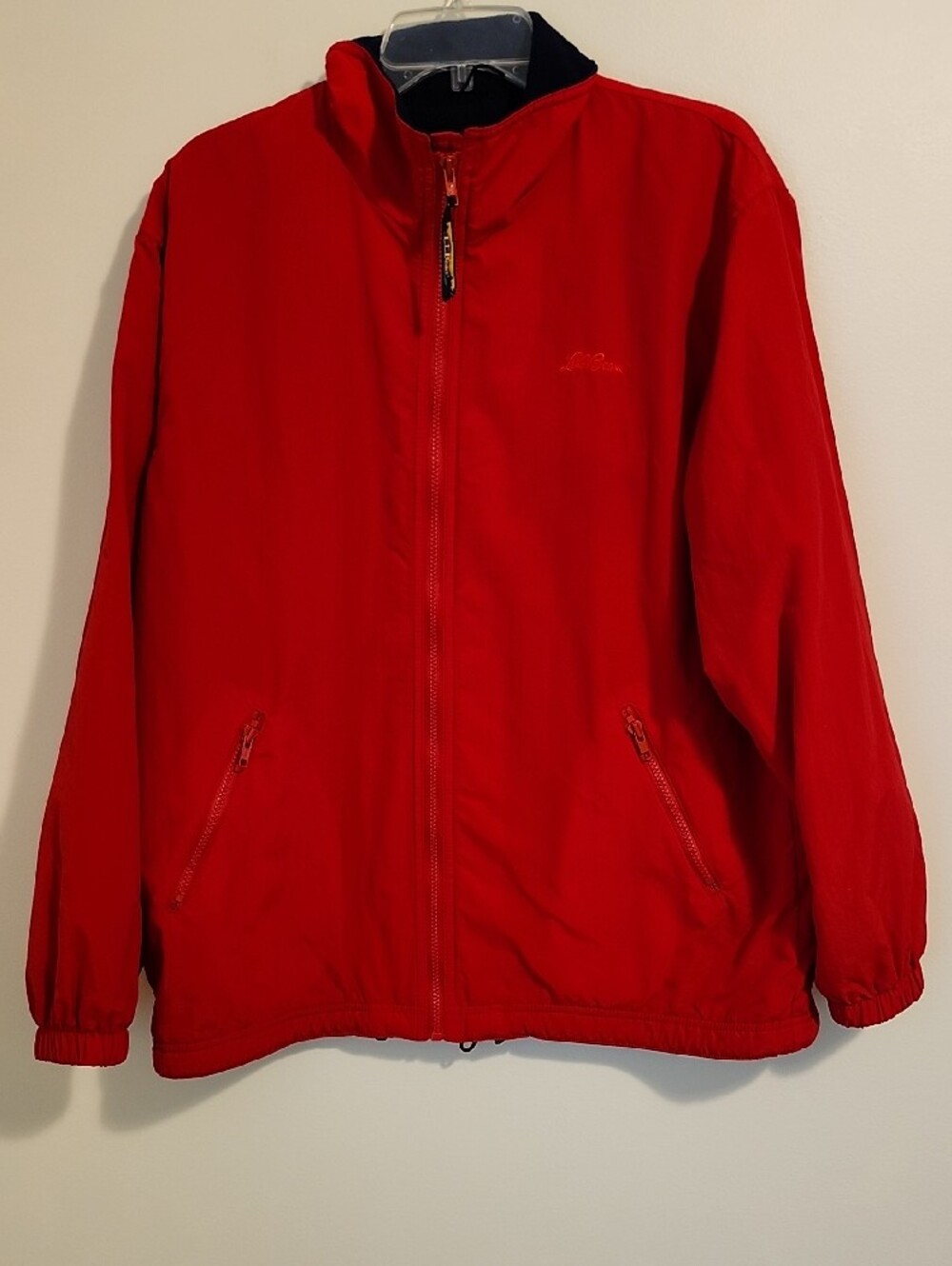 L.L. Bean Three-Season Nylon Jacket Red Fleece Lined